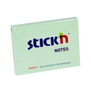 กระดาษโน้ตกาวในตัว ชนิดกาวหัว STICK’N #21153 ขนาด 3×4 นิ้ว สีเขียวพาสเทล