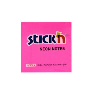 กระดาษโน้ตกาวในตัว ชนิดกาวหัว STICK’N #21165 ขนาด 3×3 นิ้ว สีบานเย็นนีออน