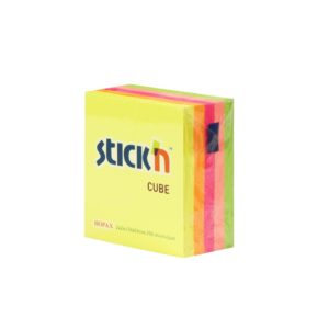 กระดาษโน้ตกาวในตัว ชนิดกาวหัว CUBE NOTES STICK’N #21203 ขนาด 2×2 นิ้ว คละสีนีออน