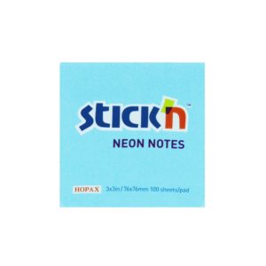 กระดาษโน้ตกาวในตัว ชนิดกาวหัว STICK’N #21209 ขนาด 3×3 นิ้ว สีฟ้านีออน