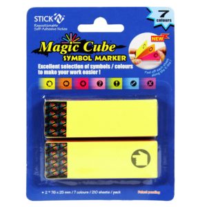 กระดาษโน้ตกาวในตัว ชนิดกาวหัว MAGIC CUBE STICK’N #21303 Symbol Marker ขนาด 76 x 25 มม. คละสีนีออน