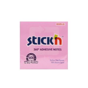 กระดาษโน้ต STICKN 3″x3″ 360* 21554 ชมพู