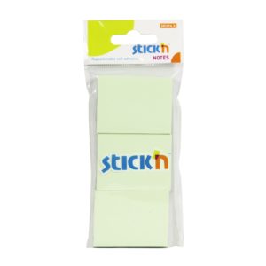 กระดาษโน้ตกาวในตัว ชนิดกาวหัว STICK’N #21126 ขนาด 1.5×2 นิ้ว (1×3) สีเขียวพาสเทล