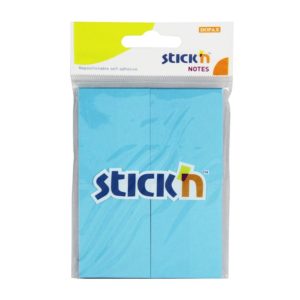 กระดาษโน้ตกาวในตัว ชนิดกาวหัว STICK’N #21091 ขนาด 1.5×2 นิ้ว (1×4) สีฟ้านีออน