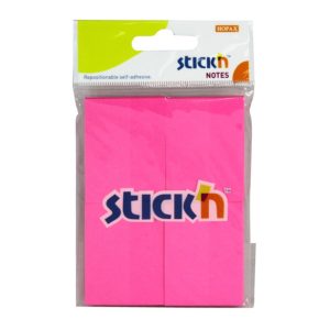 กระดาษโน้ตกาวในตัว ชนิดกาวหัว STICK’N #21091 ขนาด 1.5×2 นิ้ว (1×4) สีบานเย็นนีออน