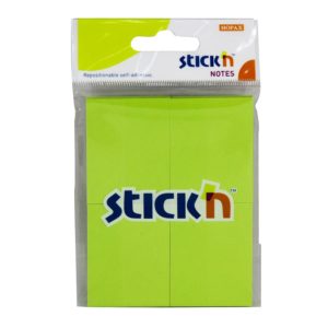 กระดาษโน้ตกาวในตัว ชนิดกาวหัว STICK’N #21091 ขนาด 1.5×2 นิ้ว (1×4) สีเขียวนีออน