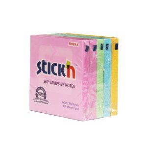 กระดาษโน้ต STICKN 3″x3″  คละสี 4+1 แถบกาว 360*